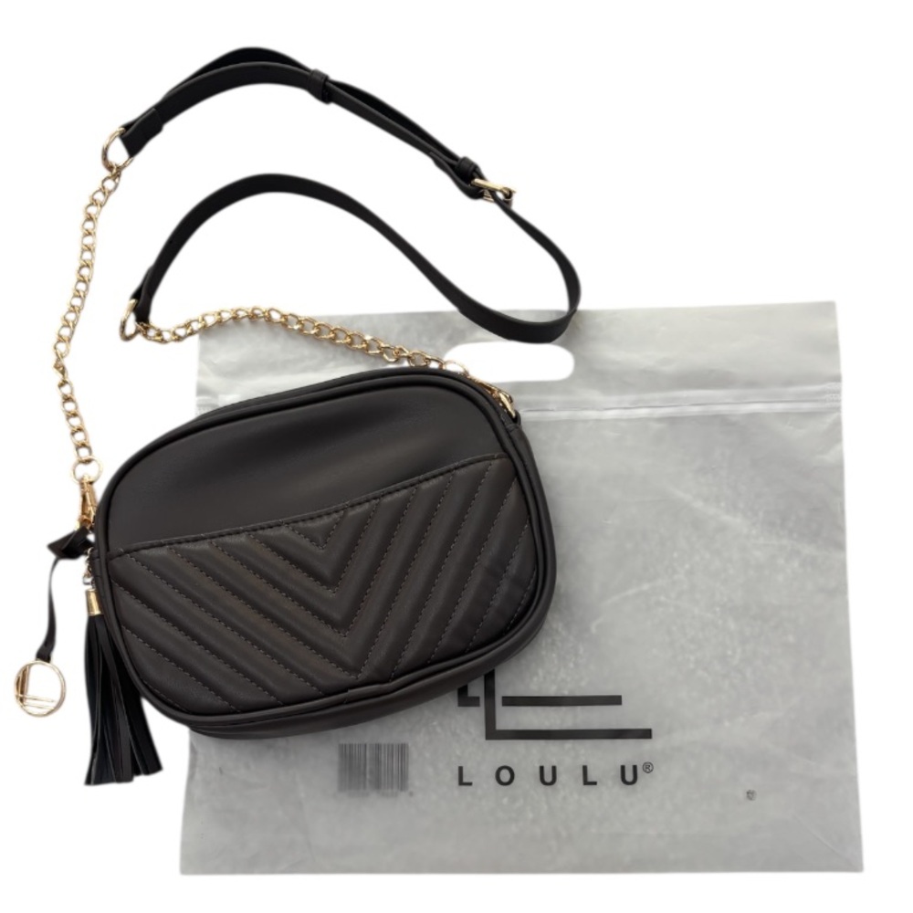 Dark Brown Crossbody Shoulder Bag Quilted Fringe Tassel Loulu